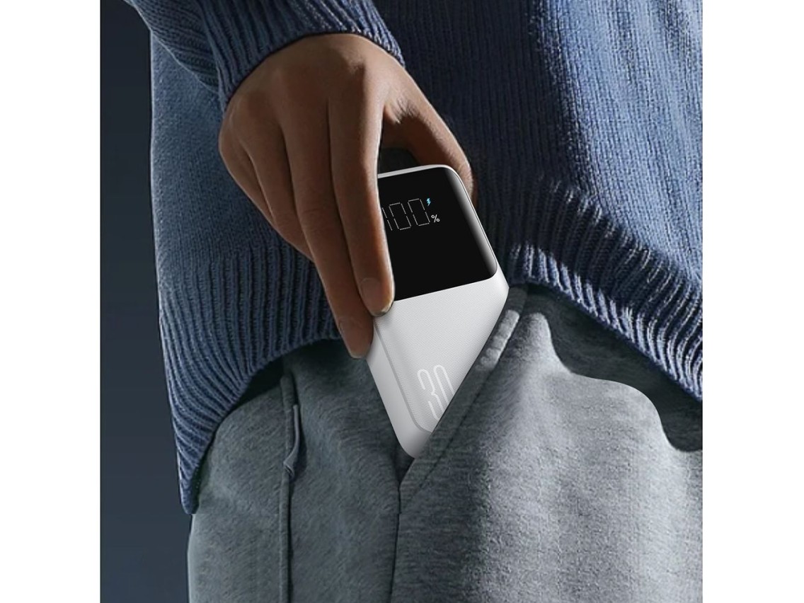 Mini power bank com cabos integrados Joyroom JR-PBC06 30W 10000mAh - branco