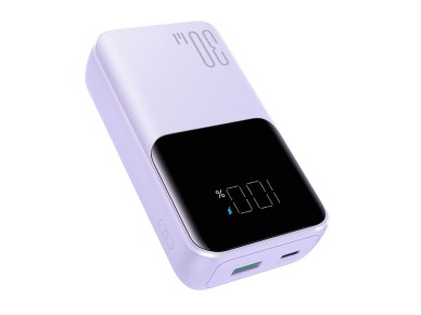 Joyroom JR-PBC07 20000mAh 30W mini power bank with USB-C and Lightning cables - purple Joyroom JR-PBC07 20000mAh 30W mini power bank with USB-C and Lightning cables - purple