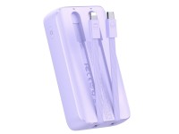 Mini power bank Joyroom JR-PBC07 de 20000mAh e 30W com cabos USB-C e Lightning - roxo Mini power bank Joyroom JR-PBC07 de 20000mAh e 30W com cabos USB-C e Lightning - roxo