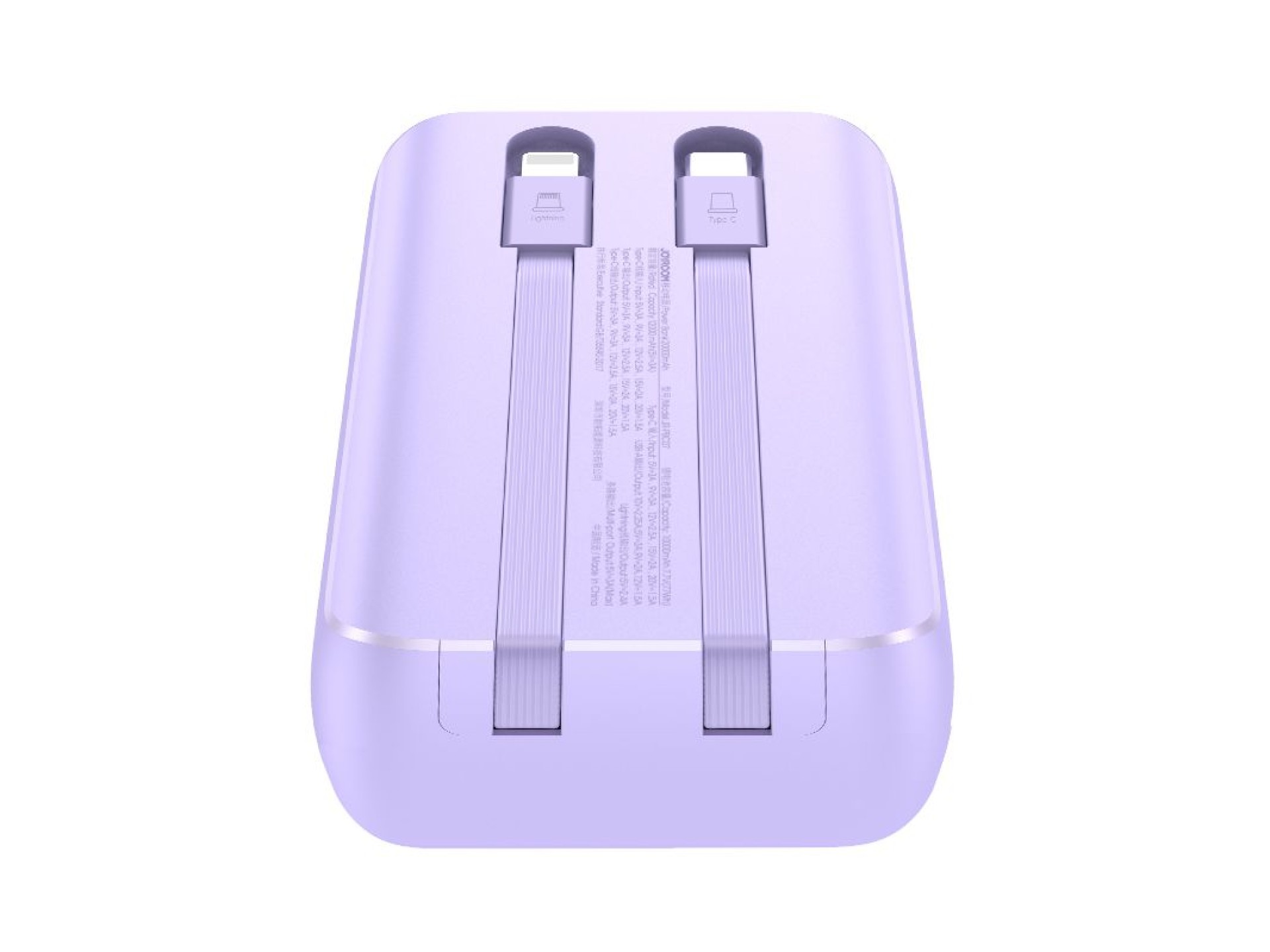 Mini power bank Joyroom JR-PBC07 de 20000mAh e 30W com cabos USB-C e Lightning - roxo