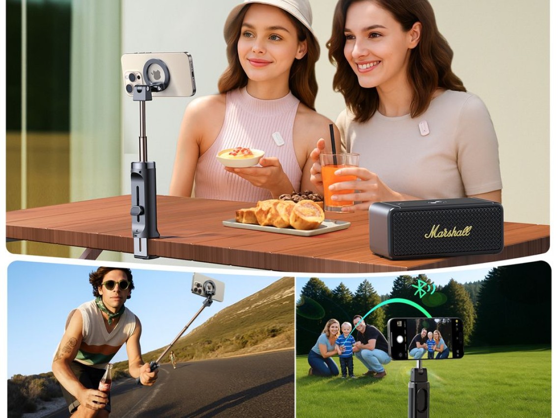 Bastão de selfie Joyroom JR-ZS509 compatível com MagSafe e Bluetooth - Preto