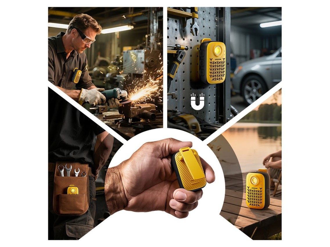 Caixa de som Bluetooth portátil Joyroom Maya JR-MS03 com lanterna integrada, resistente - amarela