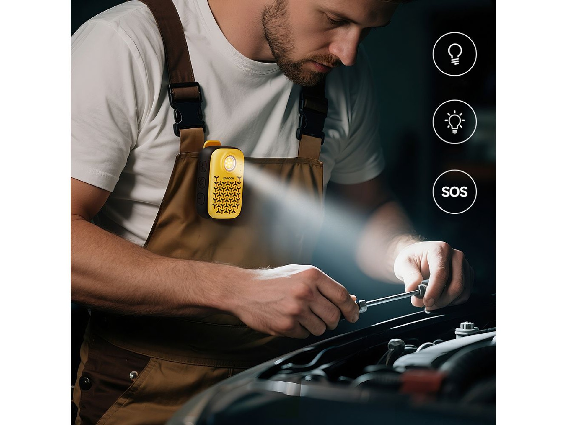 Caixa de som Bluetooth portátil Joyroom Maya JR-MS03 com lanterna integrada, resistente - amarela