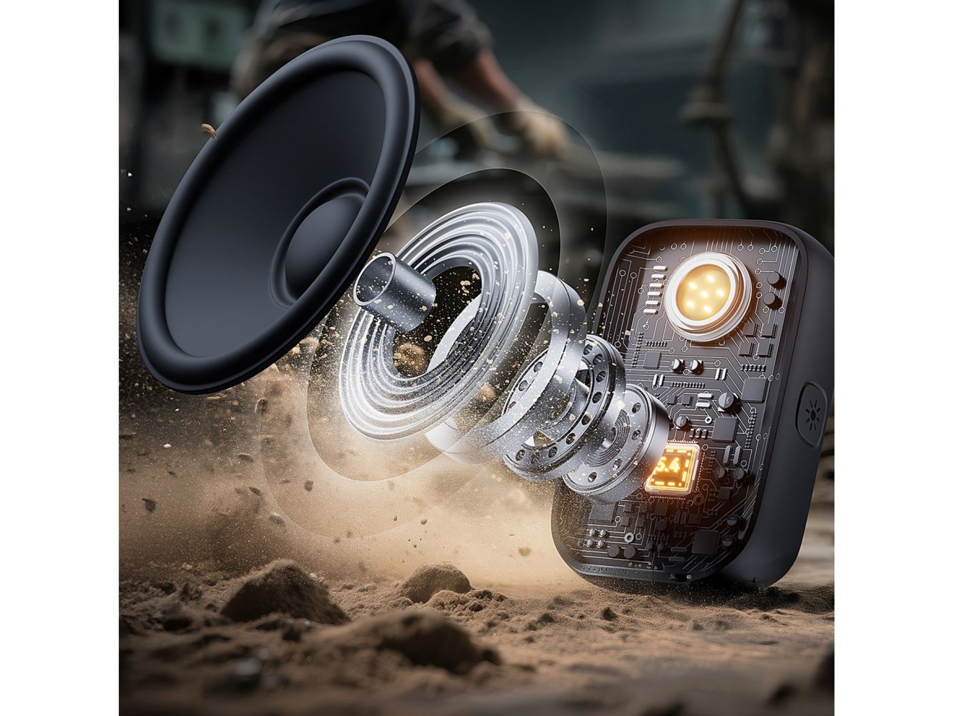 Caixa de som Bluetooth portátil Joyroom Maya JR-MS03 com lanterna integrada, resistente - amarela