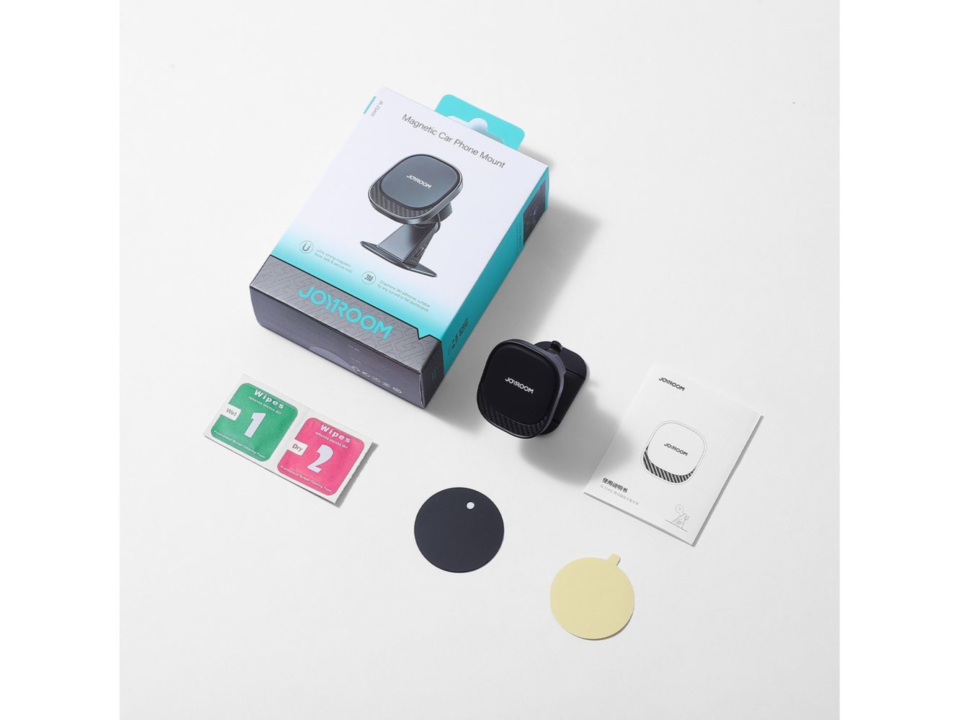 Joyroom JR-ZS400 magnetic car phone holder on the dashboard - black