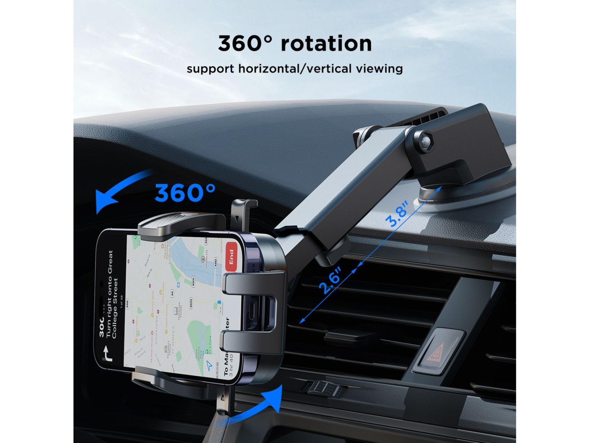 Joyroom JR-OK6 car phone holder on the dashboard - black