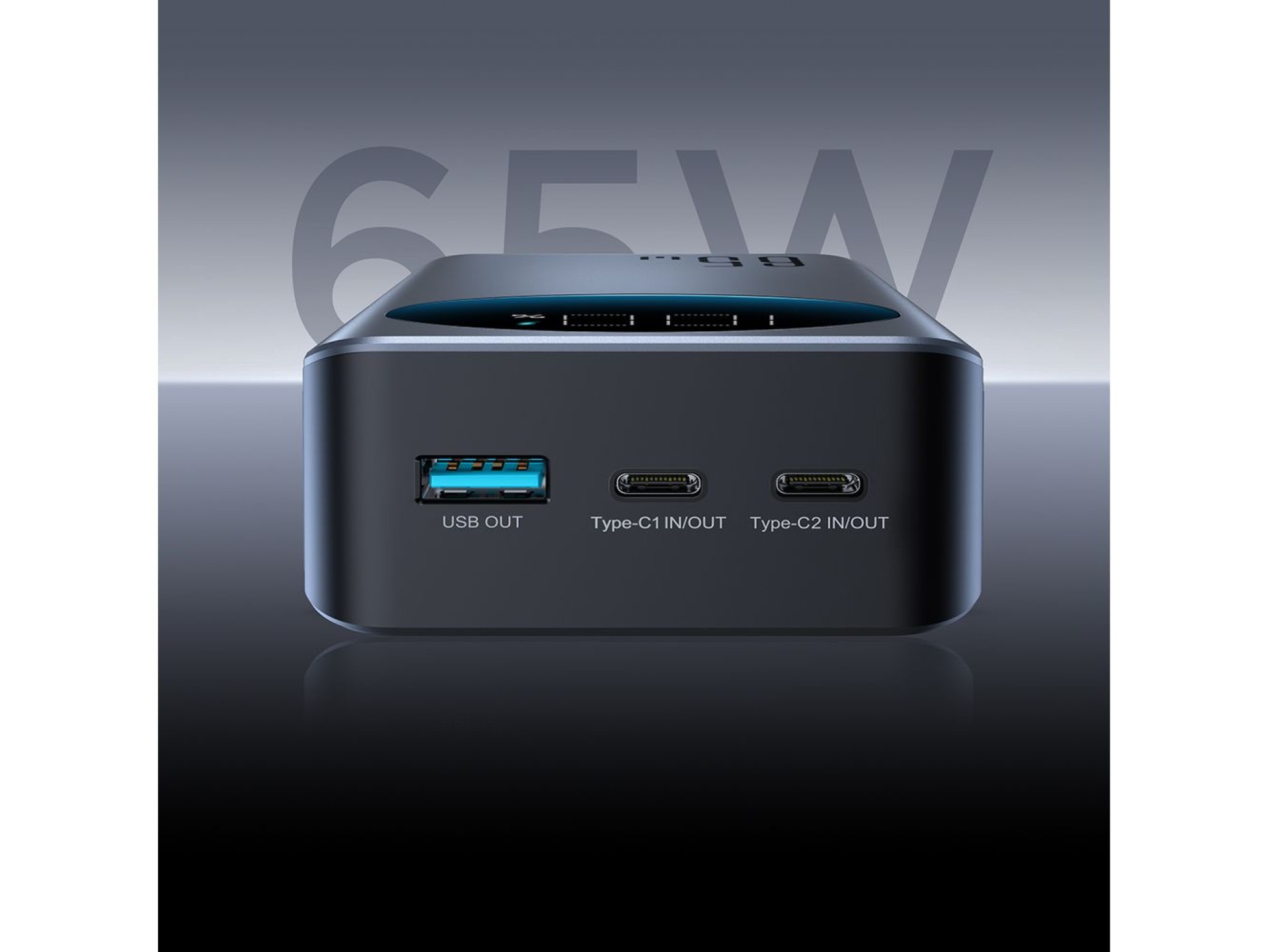 Batería externa Joyroom de 30000 mAh y 65 W con pantalla digital (JR-PBF05) - negra