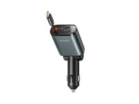 Joyroom JR-CCL07 3-in-1 Car Charger with Built-in Retractable Cable - Dark Gray