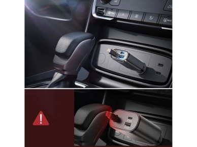 Joyroom JR-CCL07 3-in-1 Car Charger with Built-in Retractable Cable - Dark Gray