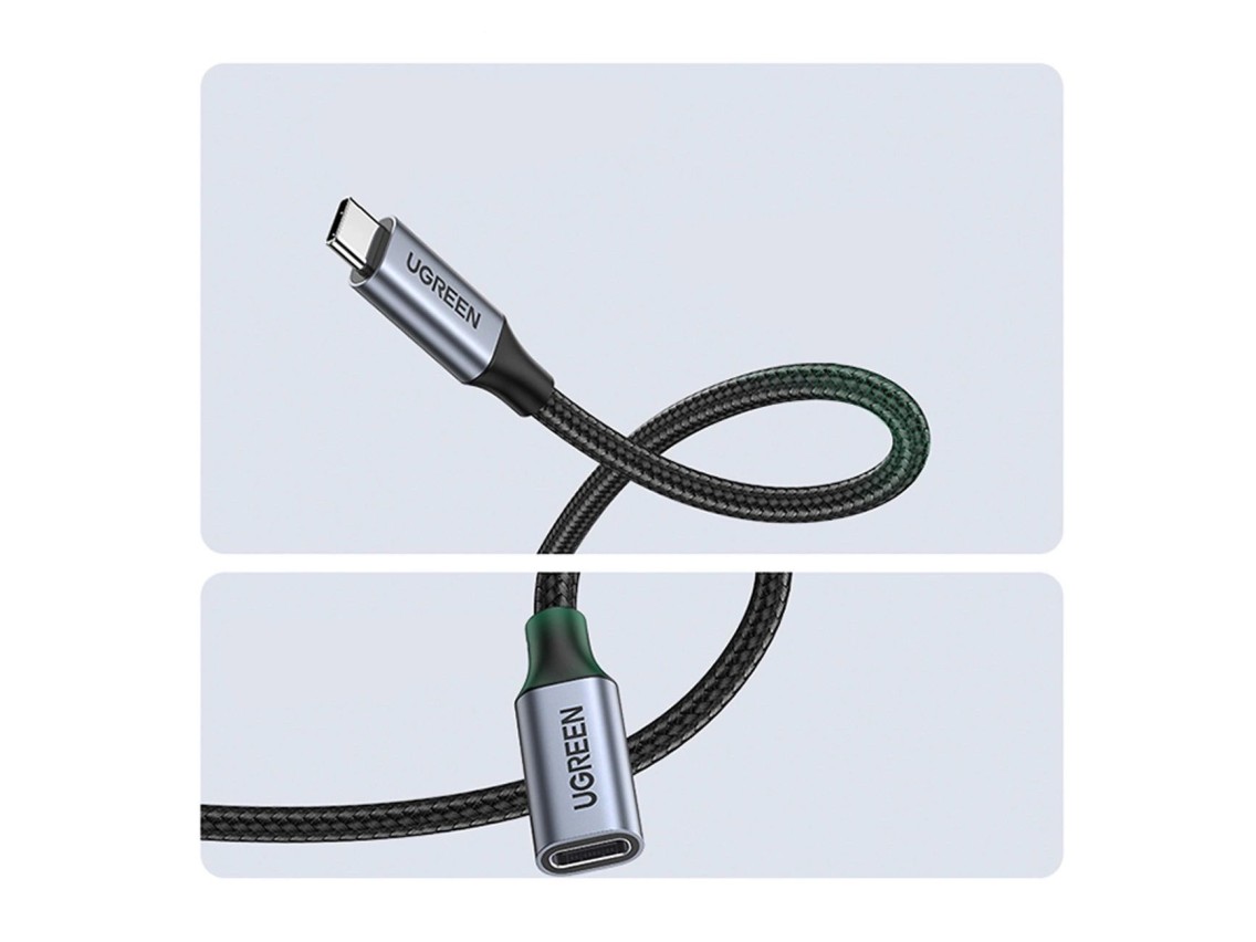 Ugreen US372 80810 USB-C - Cabo USB-C PD QC 100W 5A 10Gbps 0,5m - cinza