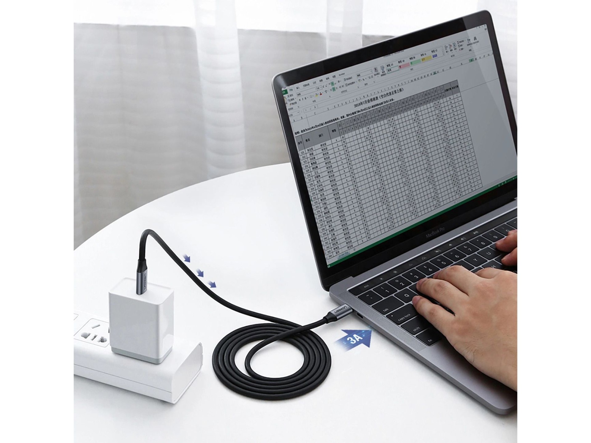 Cable USB-C 3.1/USB-C 3.1 Ugreen US161 50751 de 1,5 m, gris
