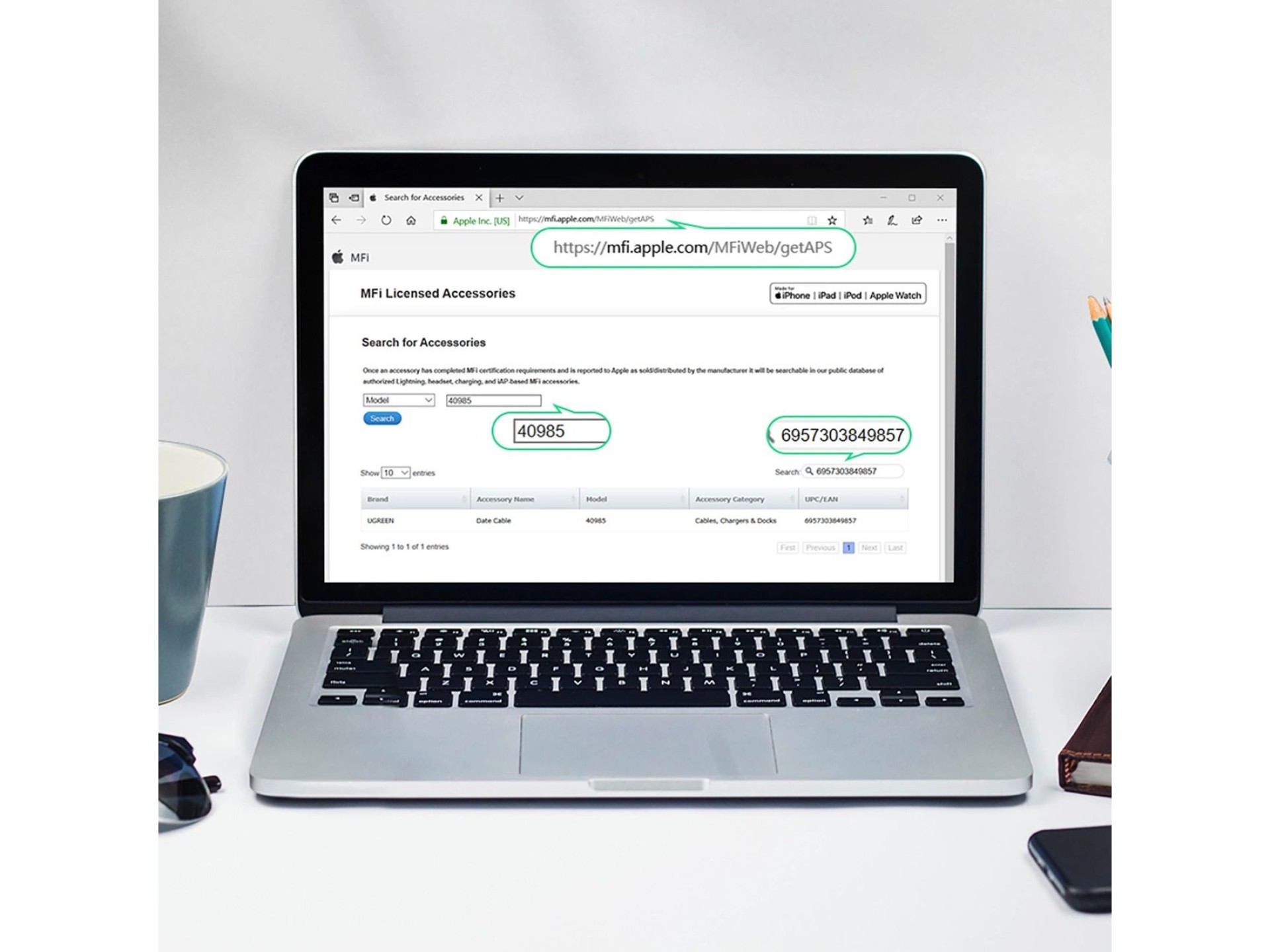 Cabo USB-A / Lightning MFi Ugreen US199 60157 1,5 m - preto