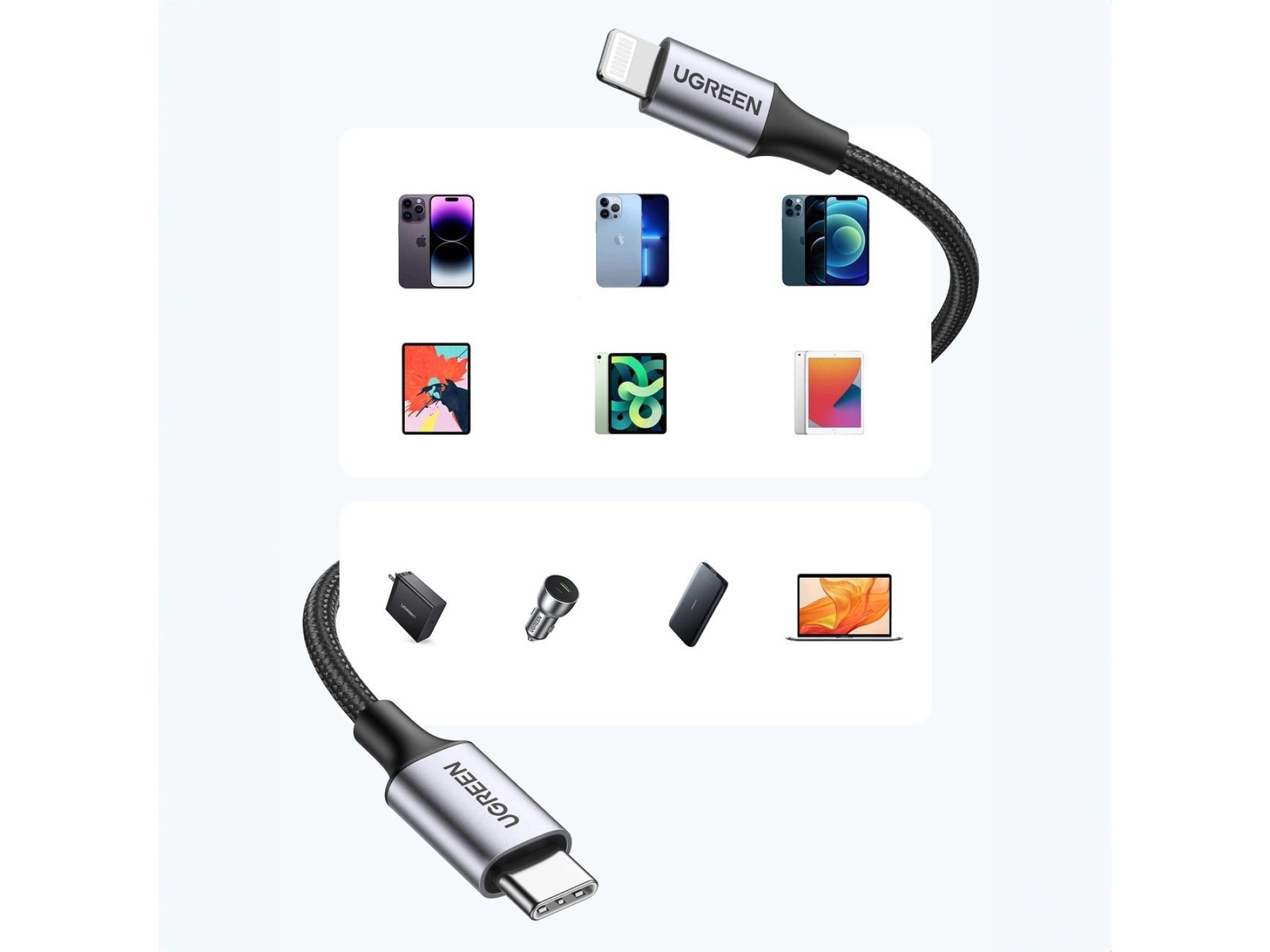 Ugreen US304 60759 Lightning - USB-C 2.0 MFi Cable 1m - Gray