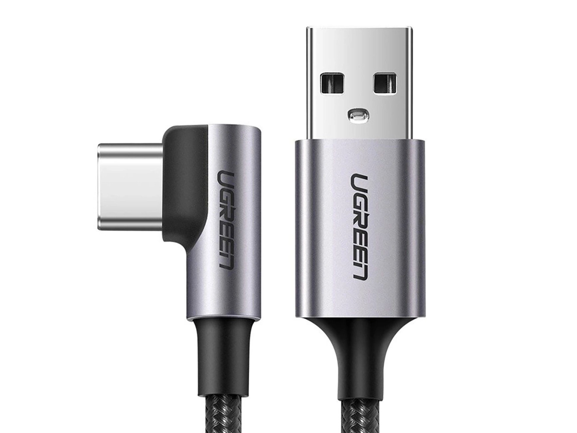 Cabo Ugreen US284 70255 USB-A (reto) / USB-C (angular) 3A 3m - Cinza