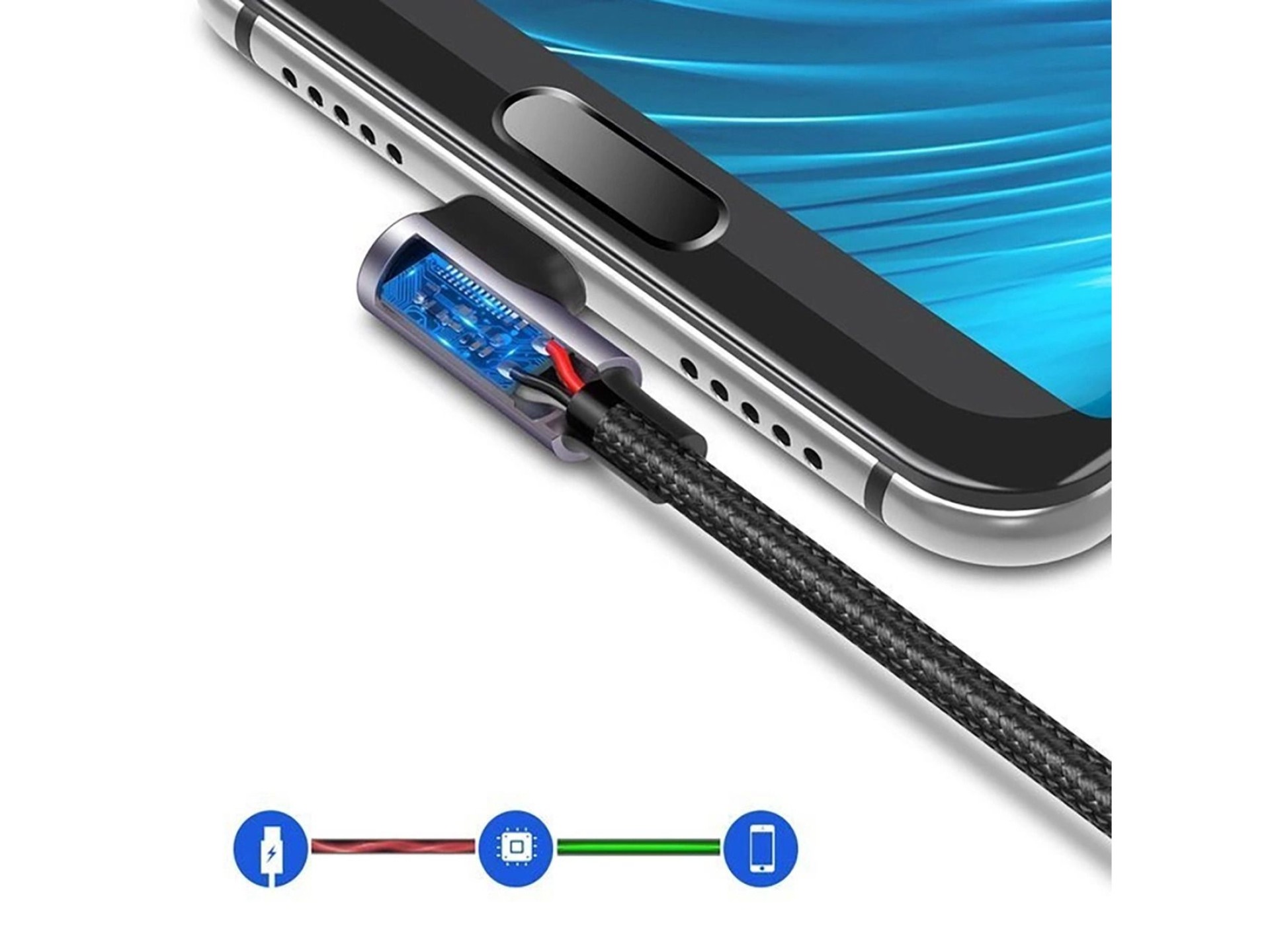 Cabo Ugreen US284 70255 USB-A (reto) / USB-C (angular) 3A 3m - Cinza