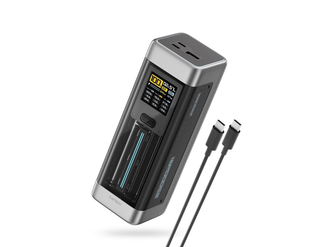 Powerbank Cuktech CUK00P23GLBK 210W 25000mAh Power Bank 2 x USB-C 1 x USB-A - Preto