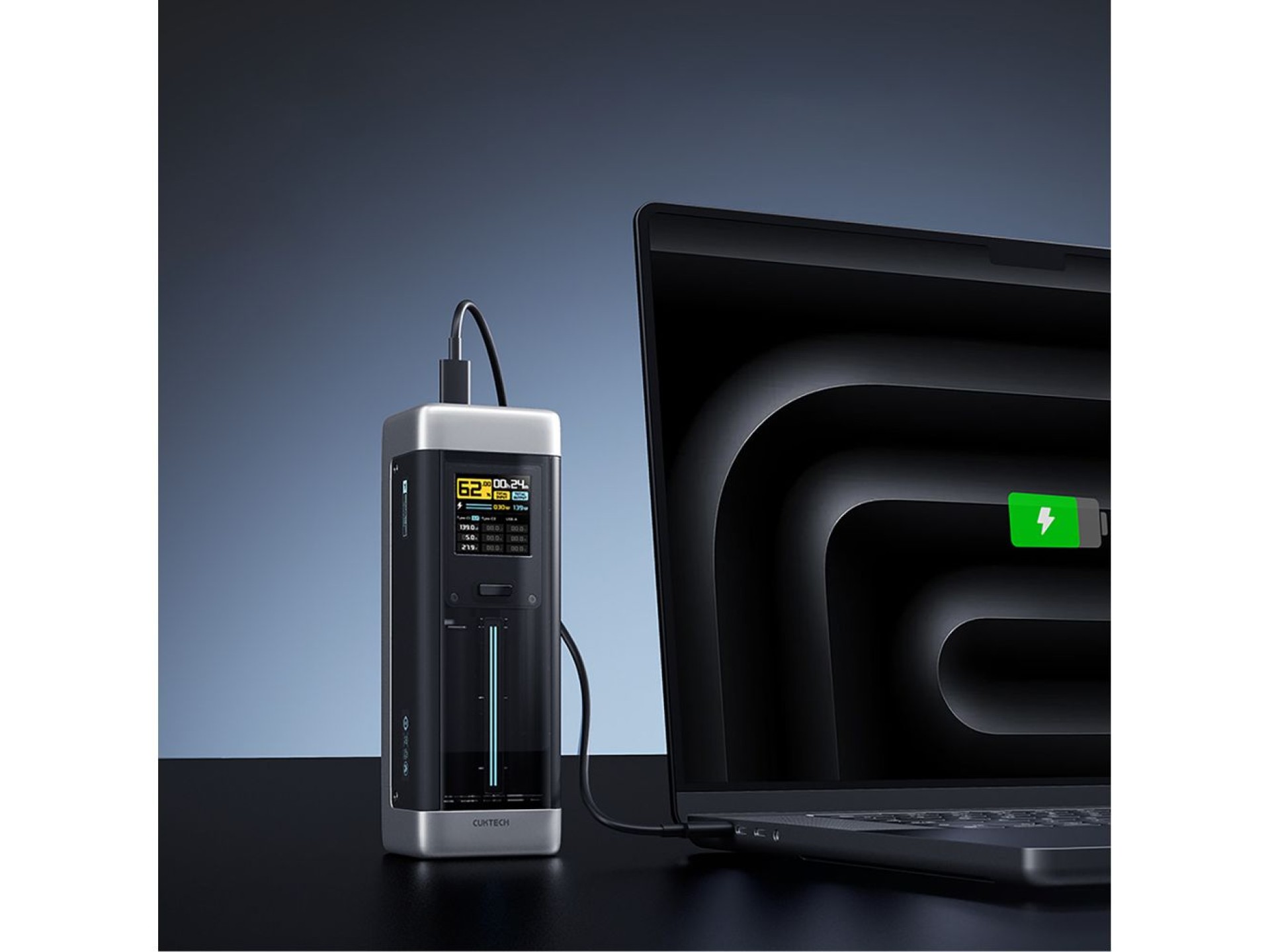 Powerbank Cuktech CUK00P23GLBK 210W 25000mAh Power Bank 2 x USB-C 1 x USB-A - Preto