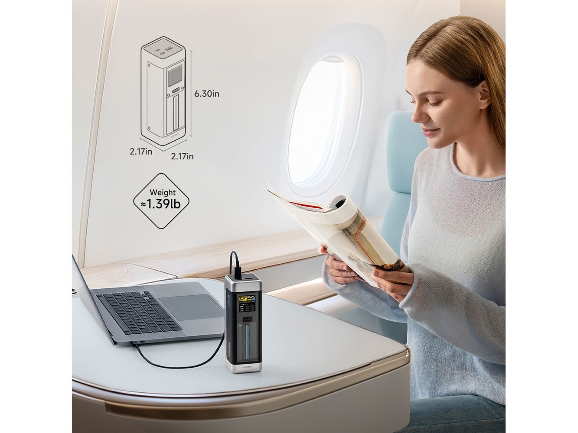 Powerbank Cuktech CUK00P23GLBK 210W 25000mAh Power Bank 2 x USB-C 1 x USB-A - Preto