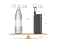 Cuktech CUKP200NGLDG 55W 20000mAh Powerbank with Built-in USB-C Cable - Gray