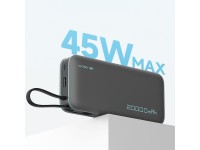Cuktech CUKP200NGLDG 55W 20000mAh Powerbank with Built-in USB-C Cable - Gray
