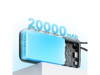 Cuktech CUKP200NGLDG 55W 20000mAh Powerbank with Built-in USB-C Cable - Gray