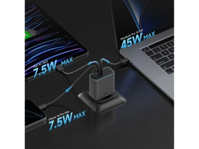 Carregador de parede Cuktech CUKAD653EUGR 65W GaN 2 x USB-C 1 x USB-A - Cinza Carregador de parede Cuktech CUKAD653EUGR 65W GaN 2 x USB-C 1 x USB-A - Cinza