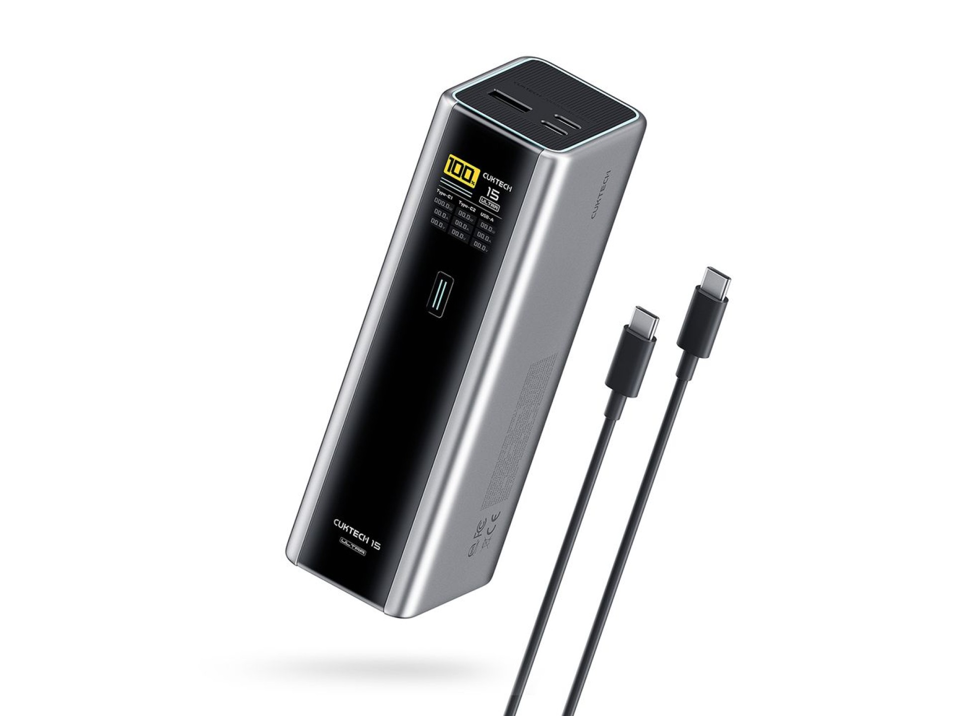 Powerbank Cuktech CKPB200UGLGR 210W 20000mAh 2 x USB-C 1 x USB-A - cinza
