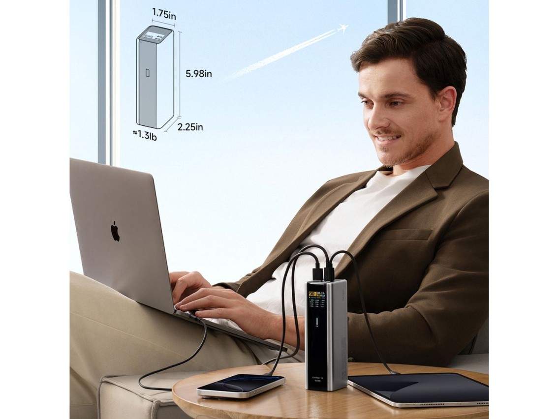 Powerbank Cuktech CKPB200UGLGR 210W 20000mAh 2 x USB-C 1 x USB-A - cinza