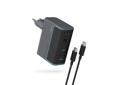 Cargador de pared Cuktech CUKAD1003EUG GaN de 100 W (2 USB-C, 1 USB-A con cable USB-C, gris)
