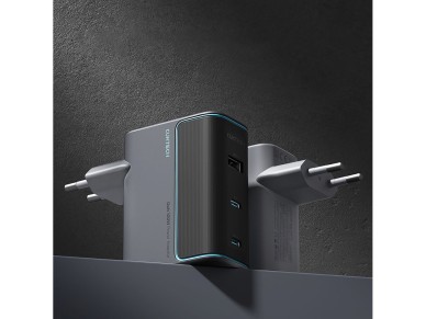 Cargador de pared Cuktech CUKAD1003EUG GaN de 100 W (2 USB-C, 1 USB-A con cable USB-C, gris)