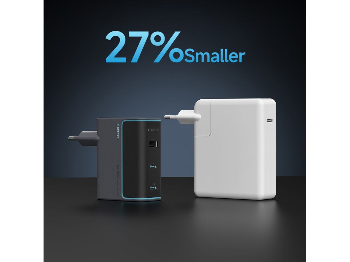Cuktech CUKAD1003EUG GaN 100W Wall Charger 2 x USB-C 1 x USB-A with USB-C Cable - Gray