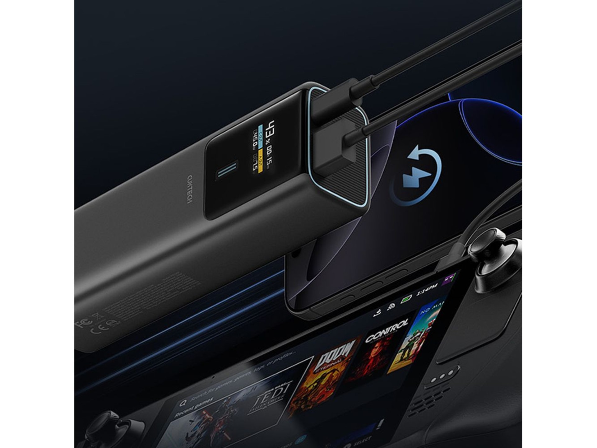 Powerbank Cuktech CKPB100PGLBL 150W 10000mAh USB-C USB-A - preto
