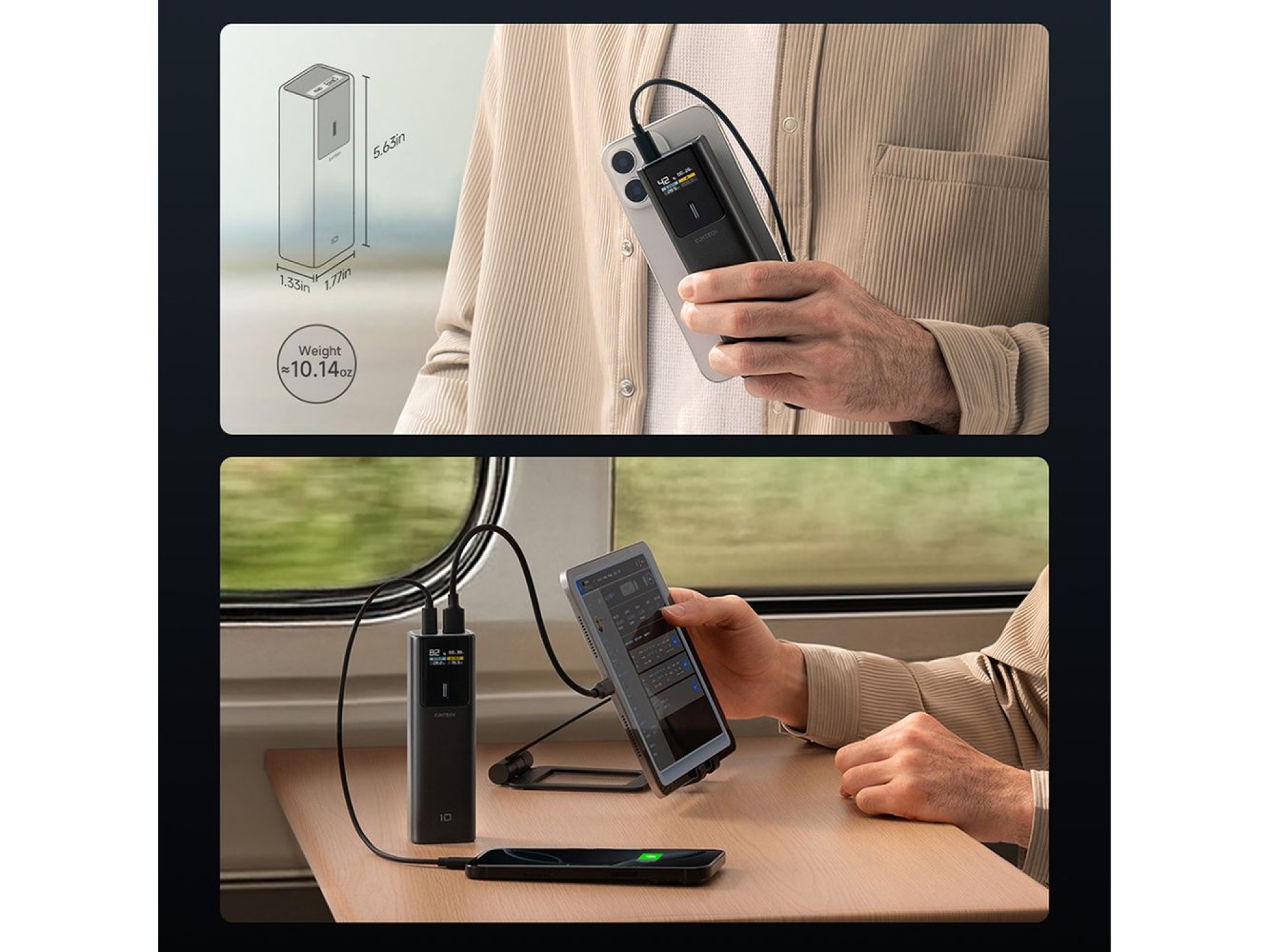 Powerbank Cuktech CKPB100PGLBL 150W 10000mAh USB-C USB-A - preto