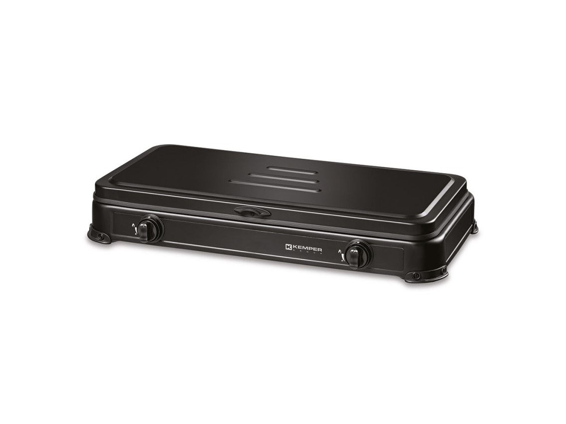 2-burner enamelled butane/propane gas cooker, black, 570 x 300 x 65 mm