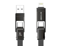 Blitzwolf BW-HDC7 4-in-1 USB+C+Lightning cable 240W 1.2m (black) Blitzwolf BW-HDC7 4-in-1 USB+C+Lightning cable 240W 1.2m (black)