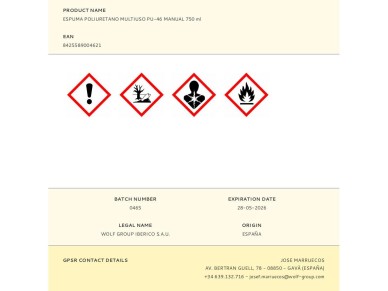 Espuma poliuretano multiuso pu-46 manual 750 ml Espuma poliuretano multiuso pu-46 manual 750 ml