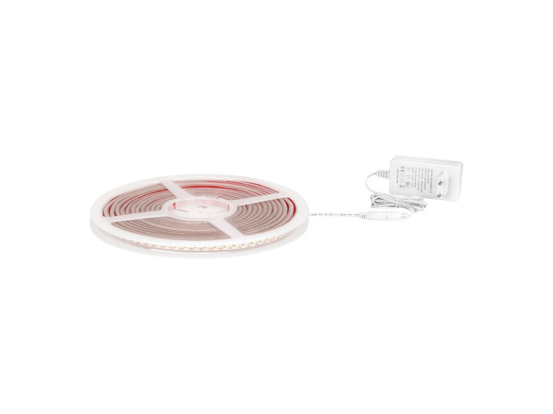 Daylight led strip 4,000k adhesive 5m x 10 mm 8 w/m 100lm/w 24v dc