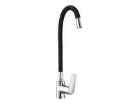 Grifo monomando de cocina ca�o alto flexible negro serie baiona