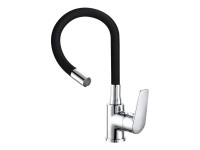 Grifo monomando de cocina ca�o alto flexible negro serie baiona