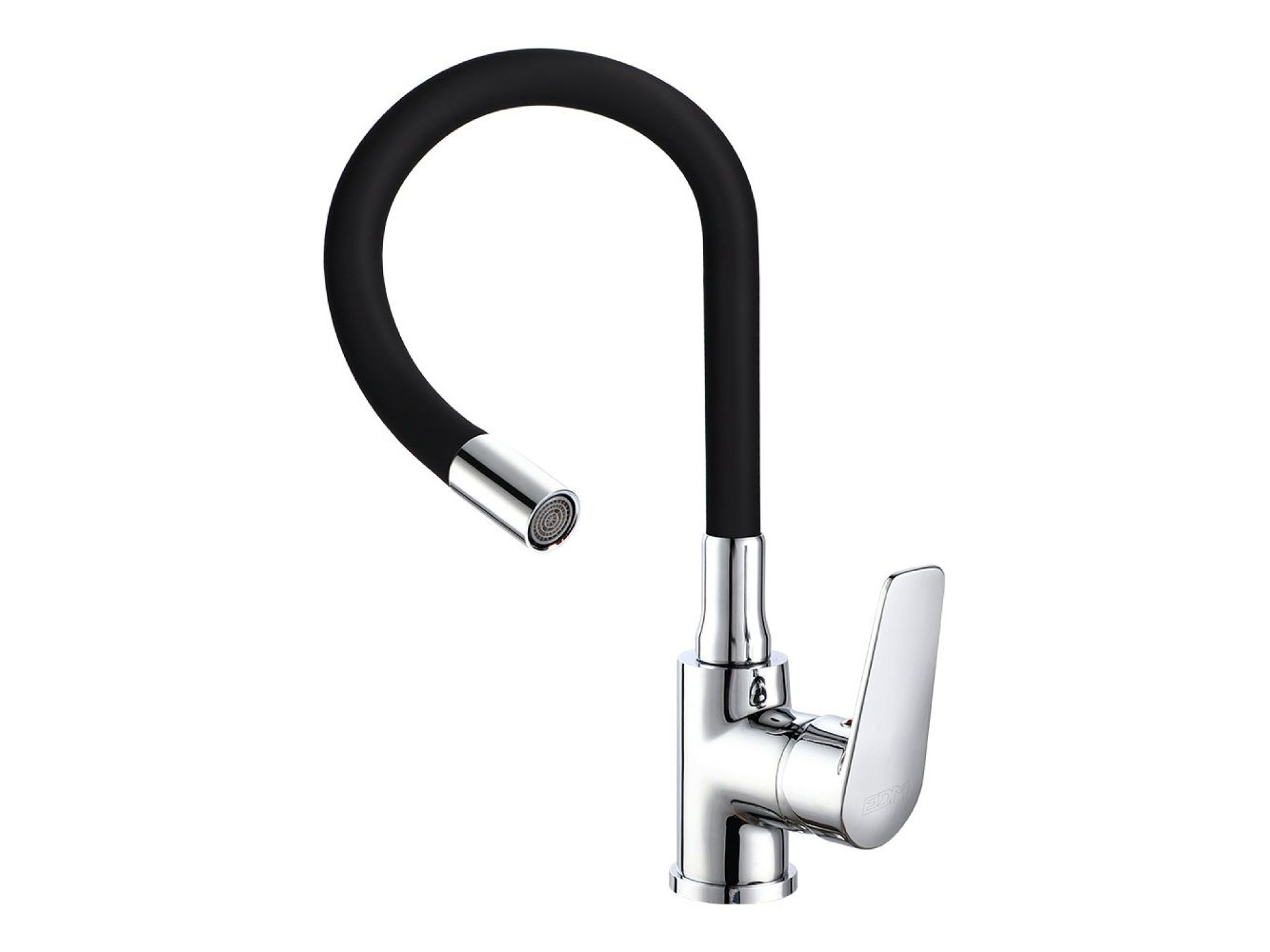 Grifo monomando de cocina caño alto flexible negro serie baiona