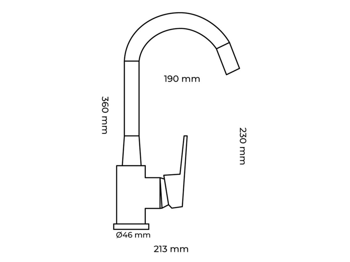 Grifo monomando de cocina caño alto flexible negro serie baiona