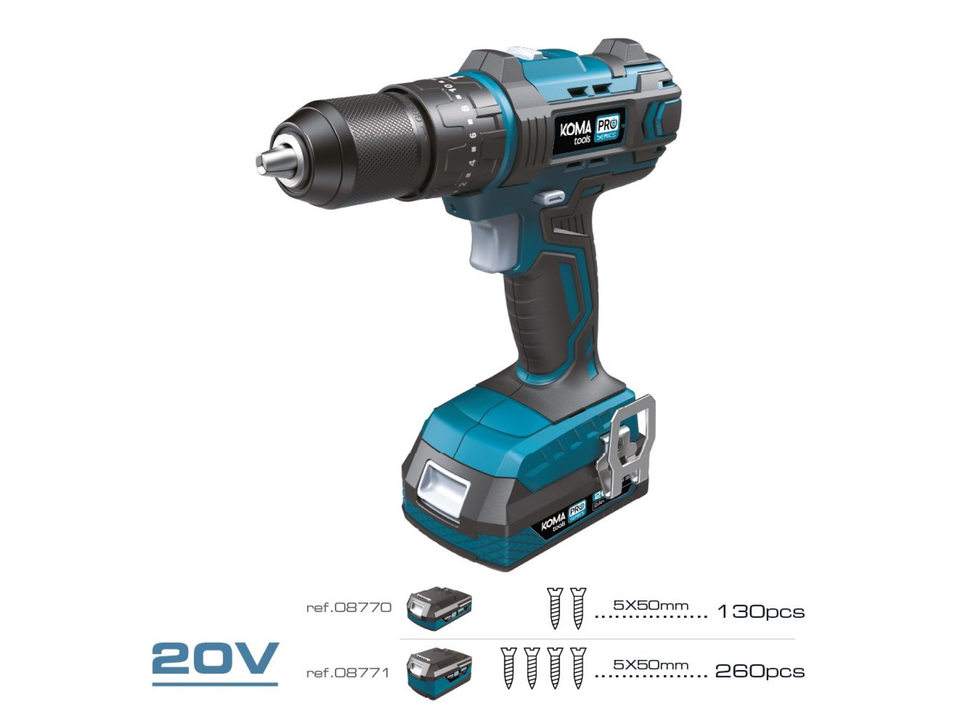 Kit martelo/chave de fendas 20 v com bateria 2.0 ah e carregador 20,5 x 22 cm