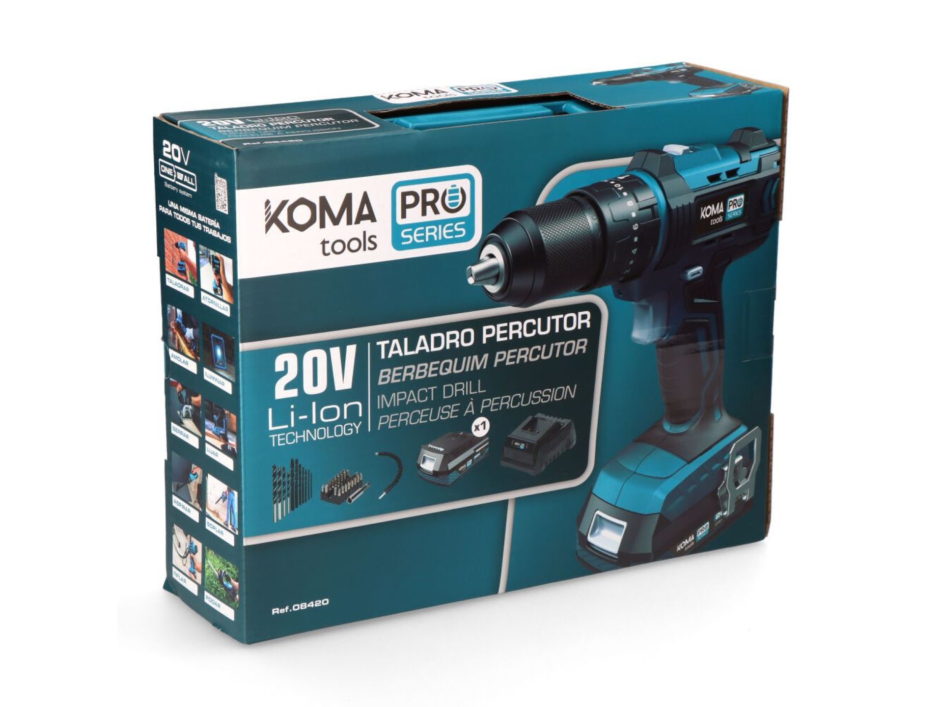 Kit martelo/chave de fendas 20 v com bateria 2.0 ah e carregador 20,5 x 22 cm