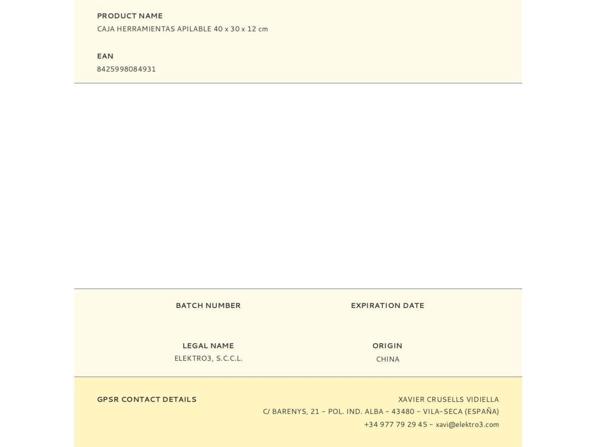 Stackable tool box 40 x 30 x 12 cm