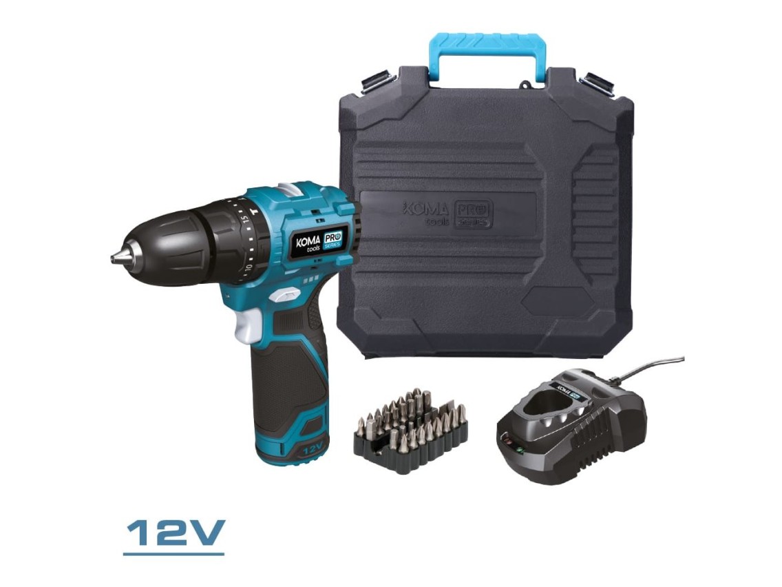 Kit de berbequim de impacto sem escovas de 12 v com acessórios, bateria e carregador