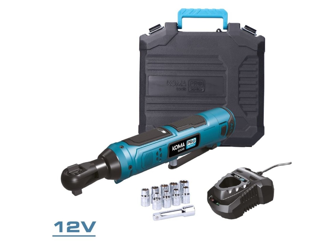 12v ratchet kit with accessories, battery and charger