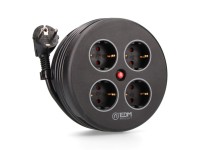 Cable reel with 4 schuko 2p+e sockets, with protection, 16 a 250 v, h05vv-f 3g1,5mm� cable of 5 m, b