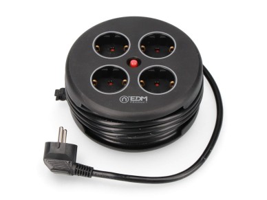 Cable reel with 4 schuko 2p+e sockets, with protection, 16 a 250 v, h05vv-f 3g1,5mm� cable of 5 m, b