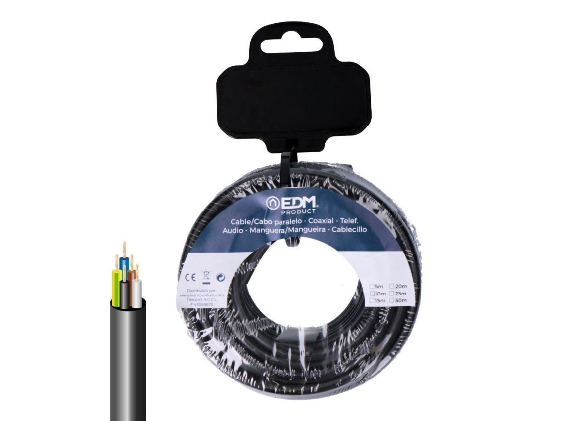 Rolo de cabo elétrico vv-k06/1kv 5 g 2,50 mm² preto 15m