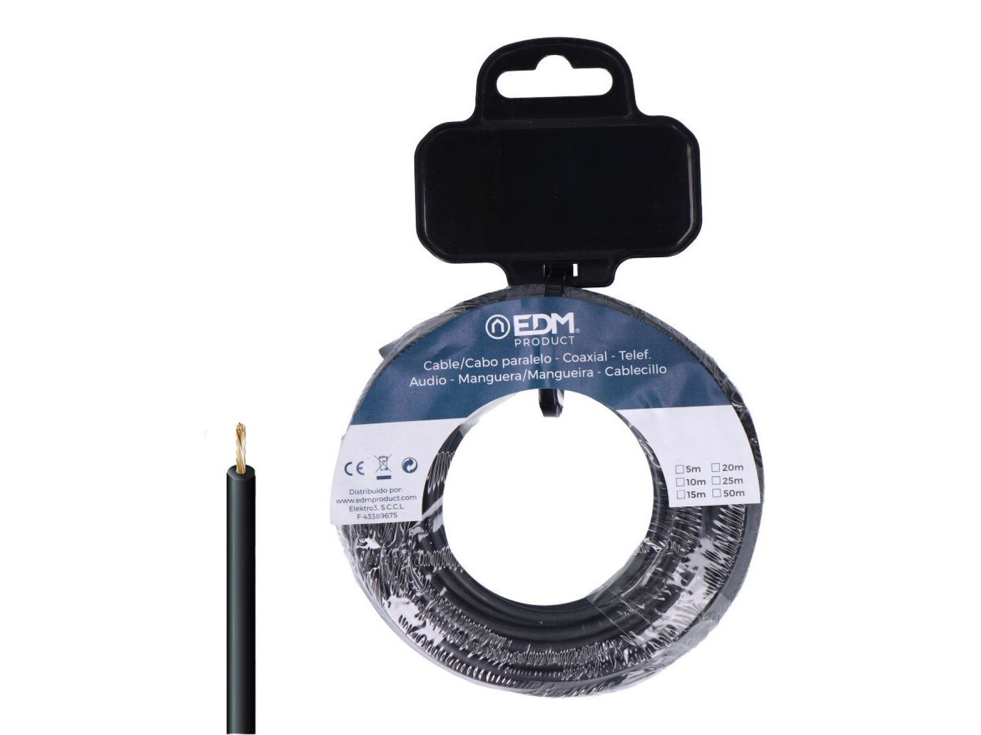 Carrete cablecillo h07z1-k 6,00 mm² negro, 5 m